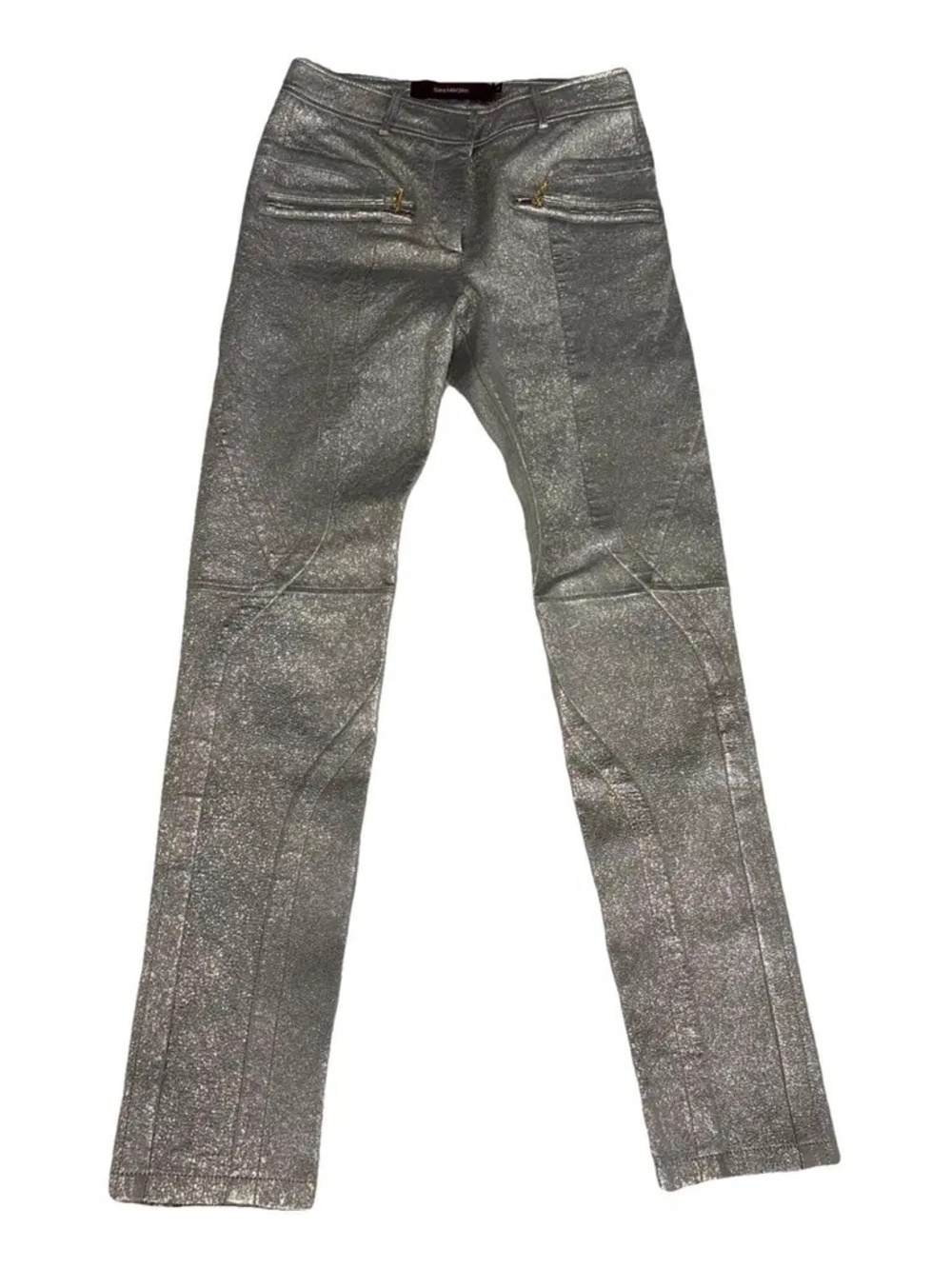 Sies Marjan Brin Slim Fit Trousers in Silver Leather